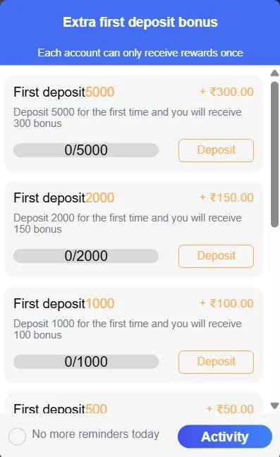 first Deposit bonus